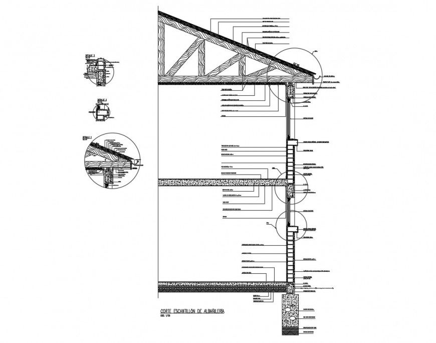 Sectional detail of structure 2d view CAD construction block dwg file