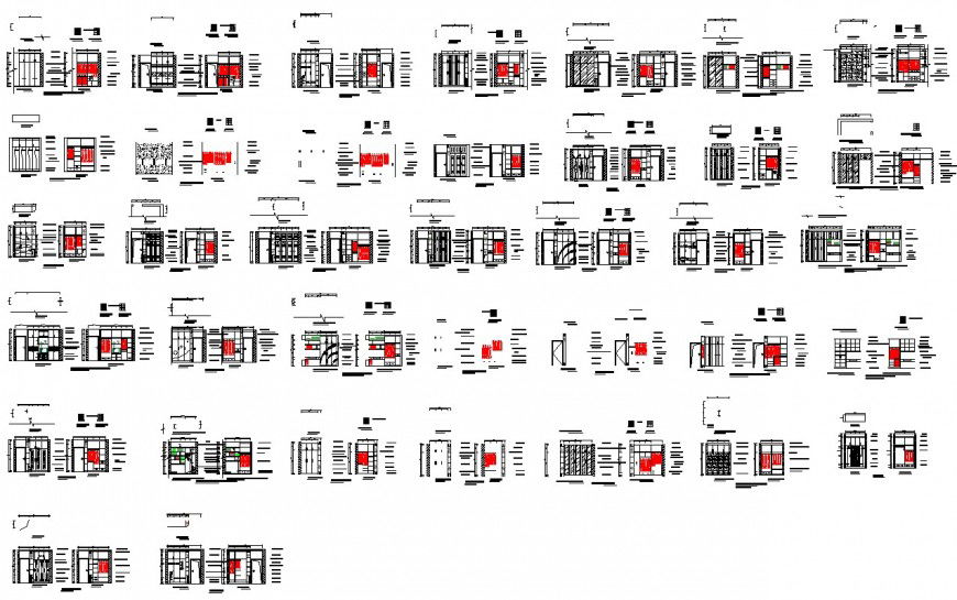 Sectional detail of the building and door layout file in autocad format