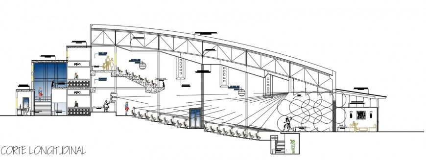 Sectional detail of theater building blocks 2d view CAD structural unit autocad file