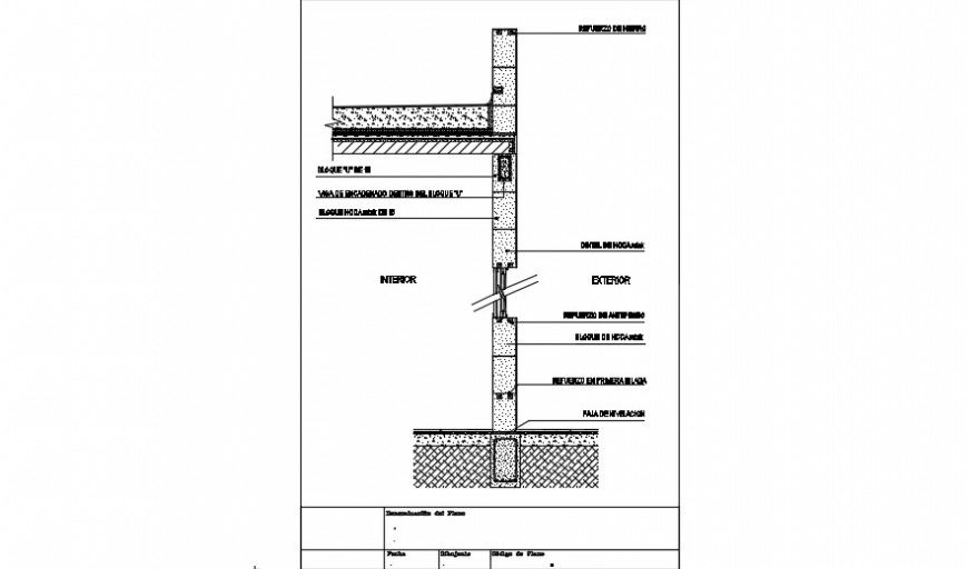 Sectional detail of wall detail dwg file