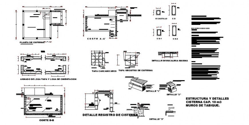 Sectional detail with text detailing dwg file