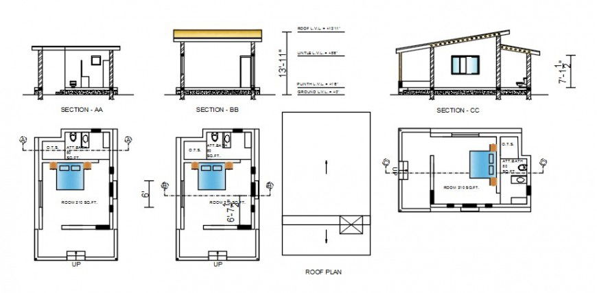Sectional details and work plan of house 2d view autocad file