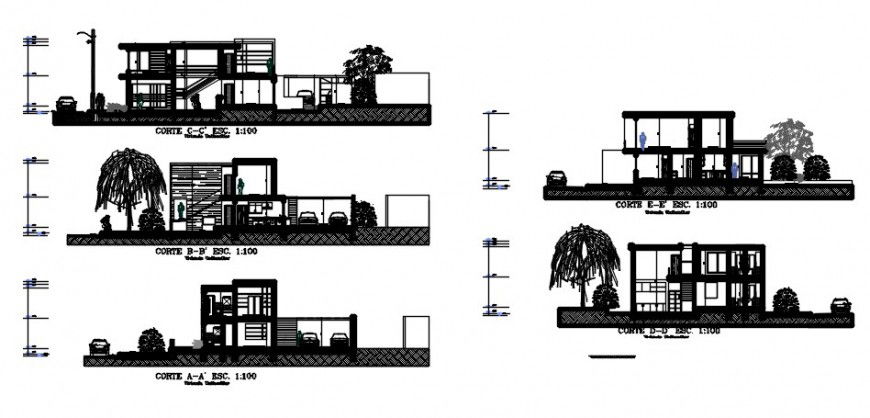 Sectional details drawings of apartment 2d view autocad file