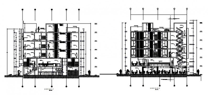 Sectional details drawings of building units 2d view dwg file