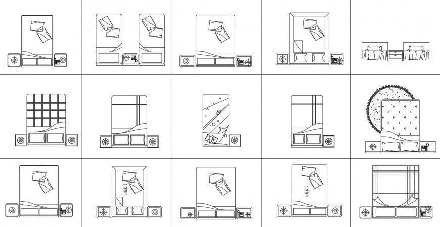 Sectional details of bed top view block