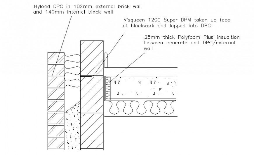 Sectional details of structural block drawing in autocad