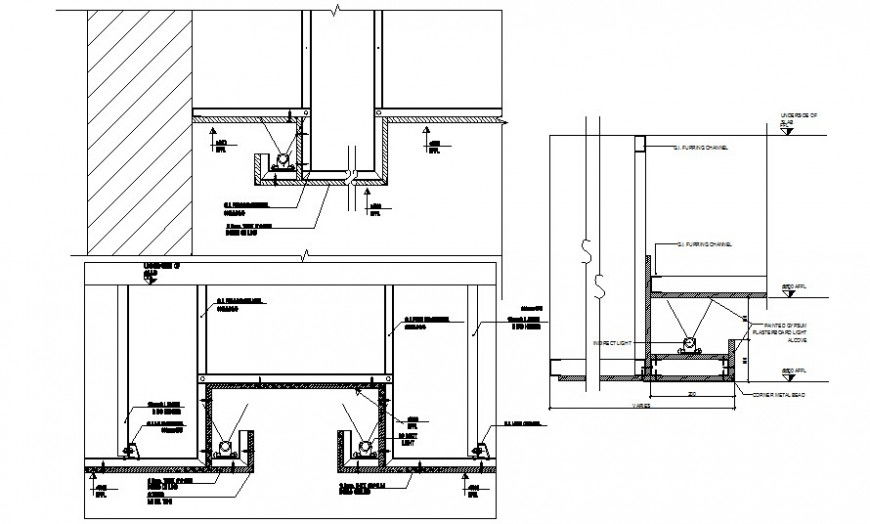 Sectional details of structure 2d view drawing in AutoCAD