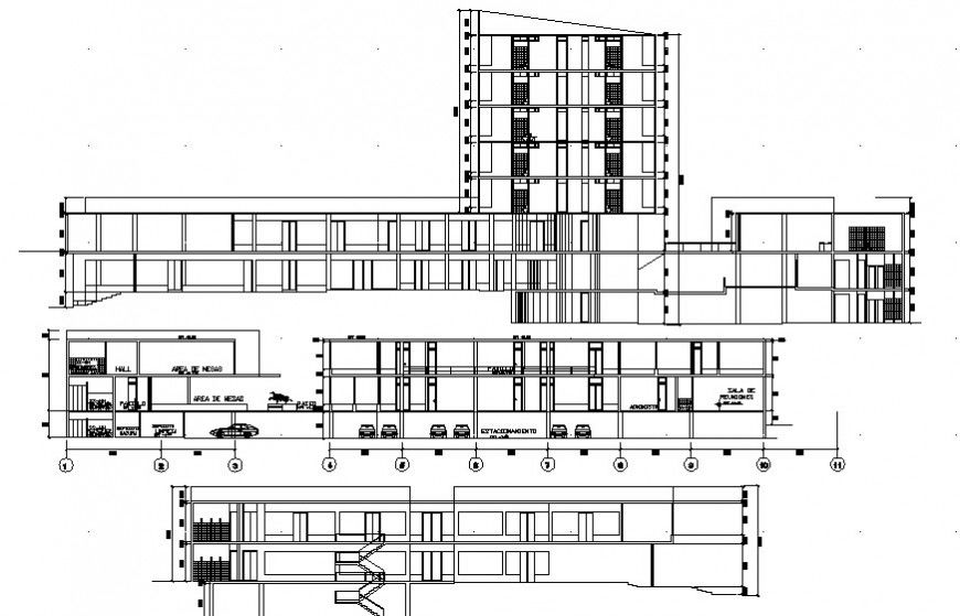 Sectional drawings details of building apartment 2d view dwg file