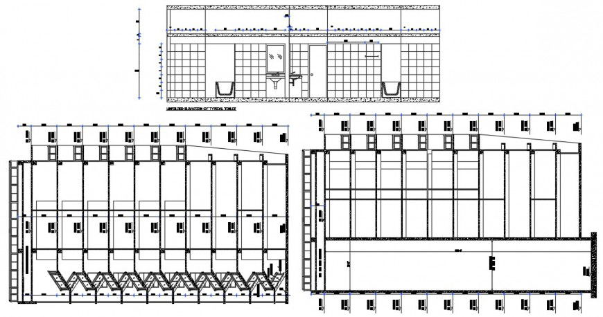 Sectional drawings details of sanitary public toilet autocad software file