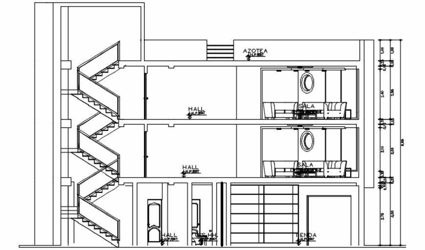 Sectional drawings details of apartment 2d view autocad file