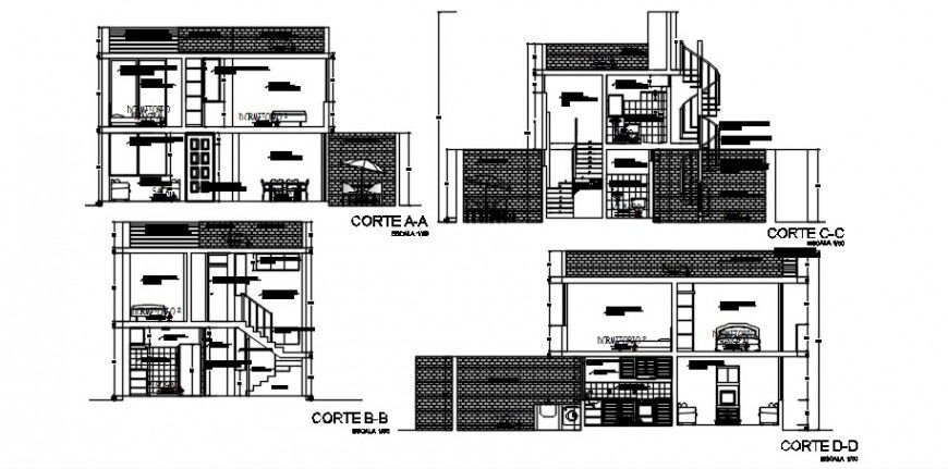 Sectional drawings details of apartment 2d view autocad software file