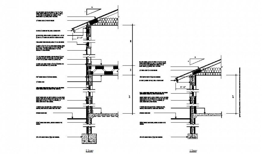 Sectional drawings details of roofing units with construction unit dwg file
