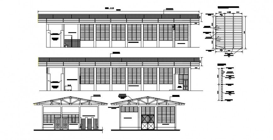 Sectional elevation detail of a building , and side elevation detail dwg file