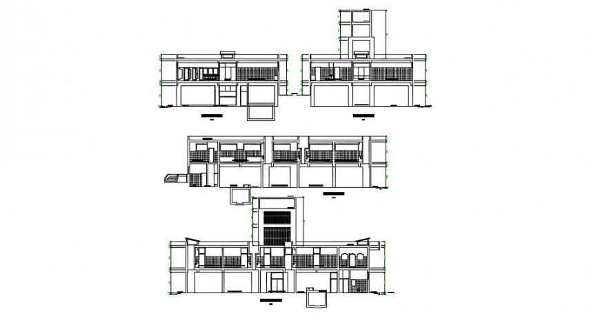 Sectional elevation detail of a high rise building detail dwg file