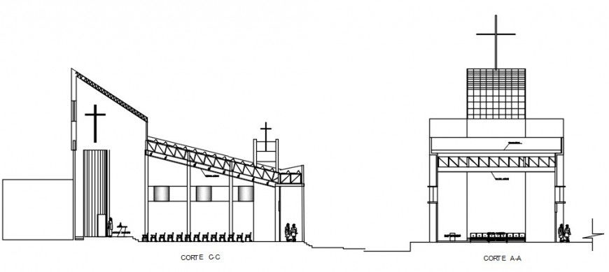 Sectional elevation of a church detailing