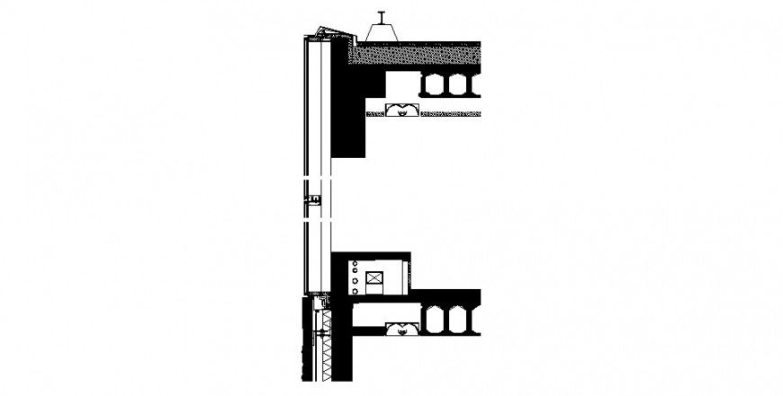 Sectional elevation of the window drawing in dwg AutoCAD file.