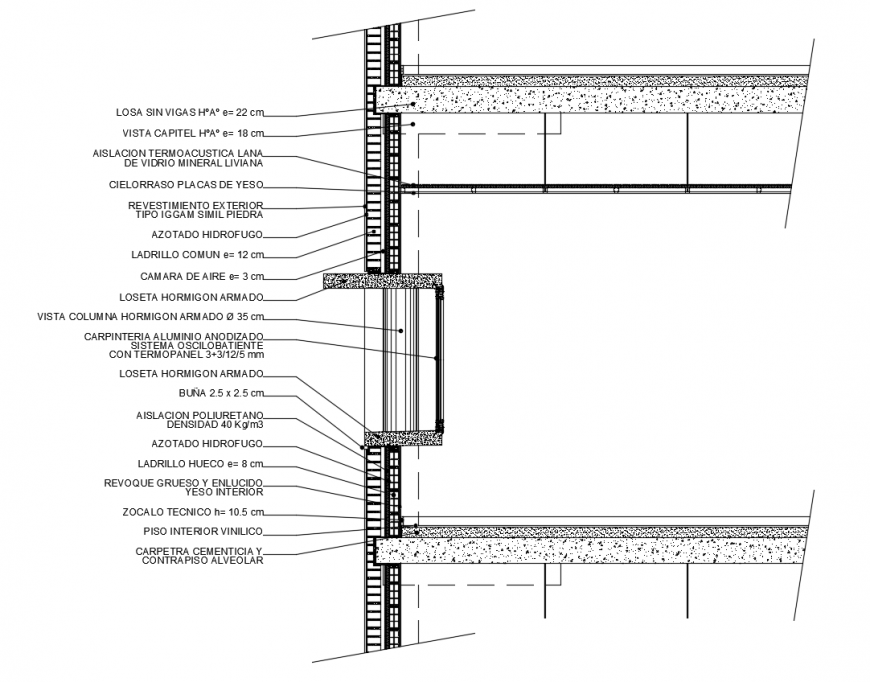Sectional elevation with view of column view with view of construction design dwg file