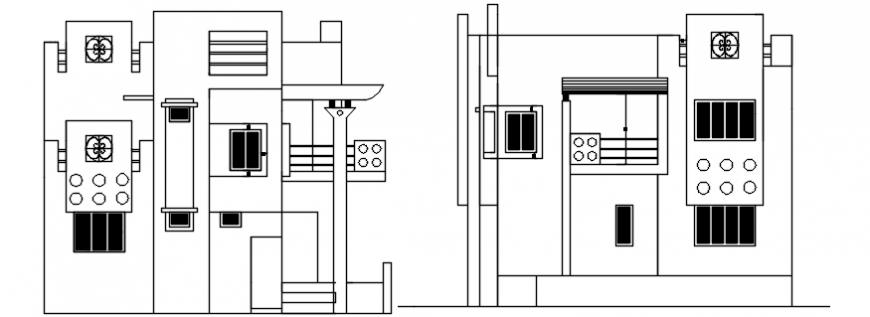 Sectional elevations of bungalow 2d view