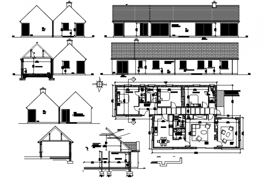 Sectional house plans detail with sections
