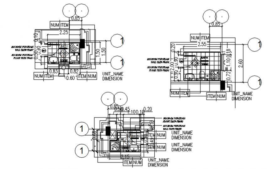 Sectional plan of bathroom in auto cad file