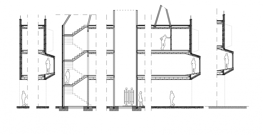 Sectional view of construction design for living system dwg file