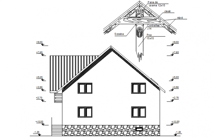 Sectional view of housing area in AutoCAD file