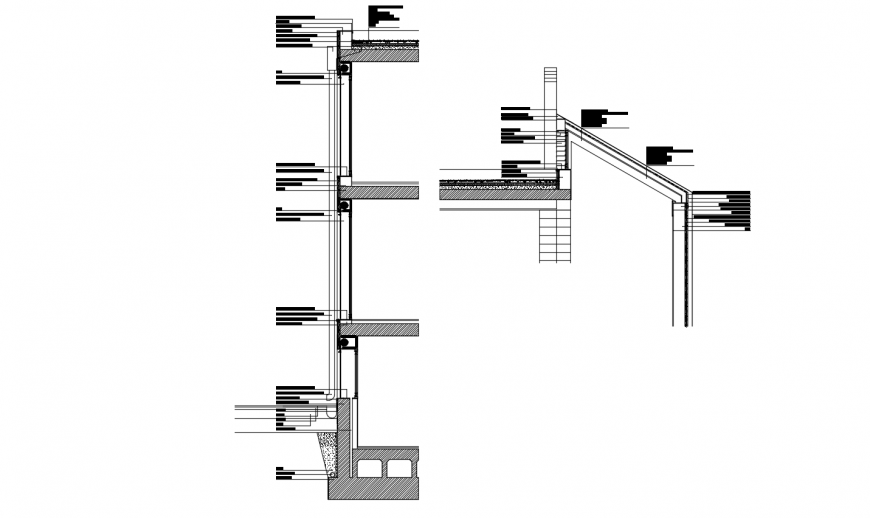 Sectional view with construction design view dwg file
