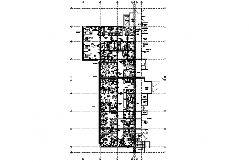 Sector-F fifth floor plan details of multi-specialty hospital dwg file