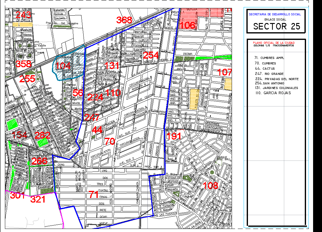 sector site plan layout detail view dwg file