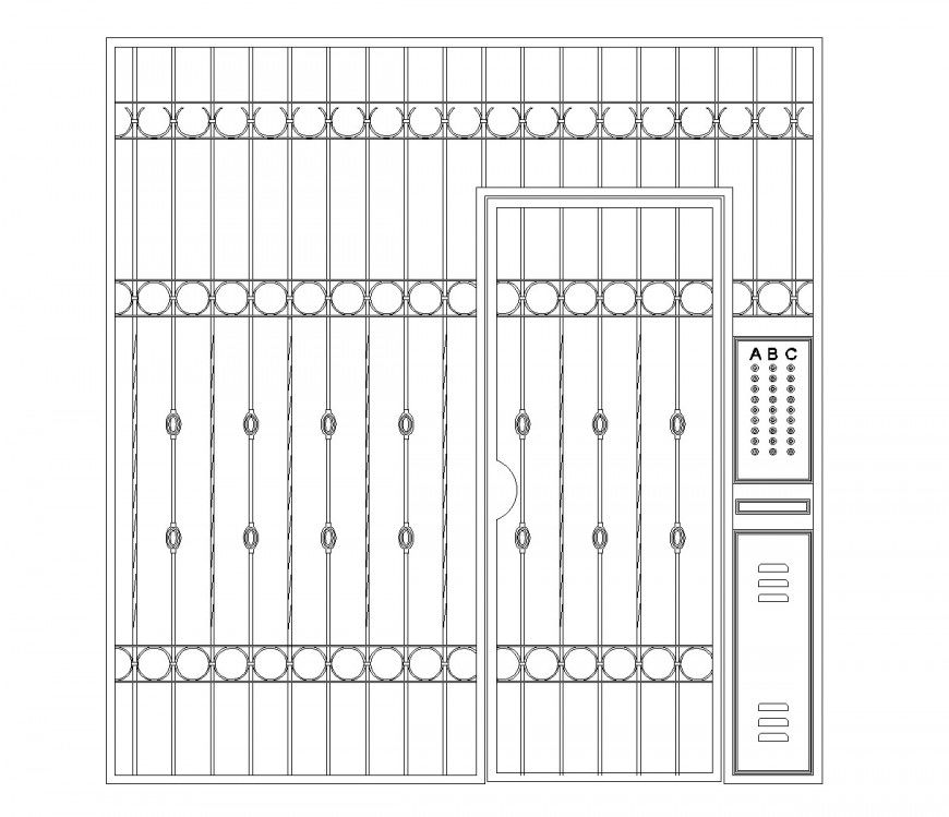 Security entrance gate with intercom dwg file