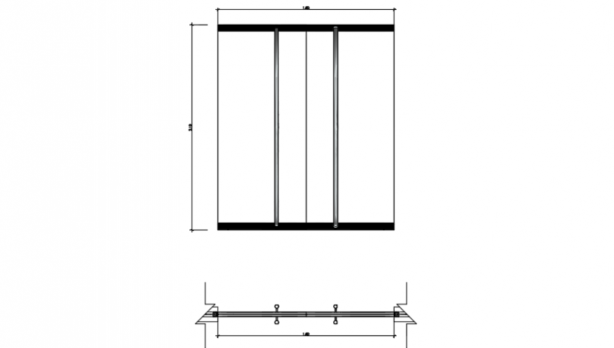 Security glass door sectional detail auto cad file