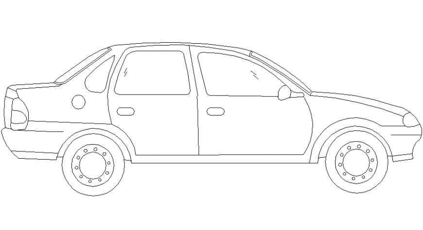 Sedan model side view model