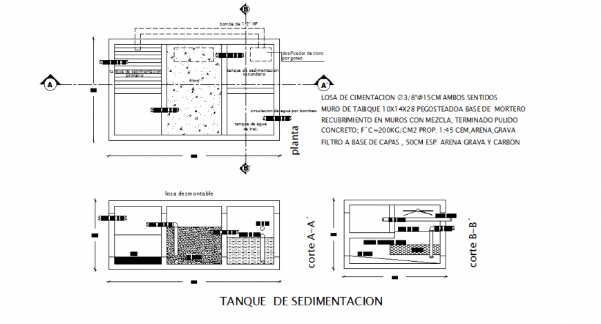 Sedimentation tank Detail in DWG file