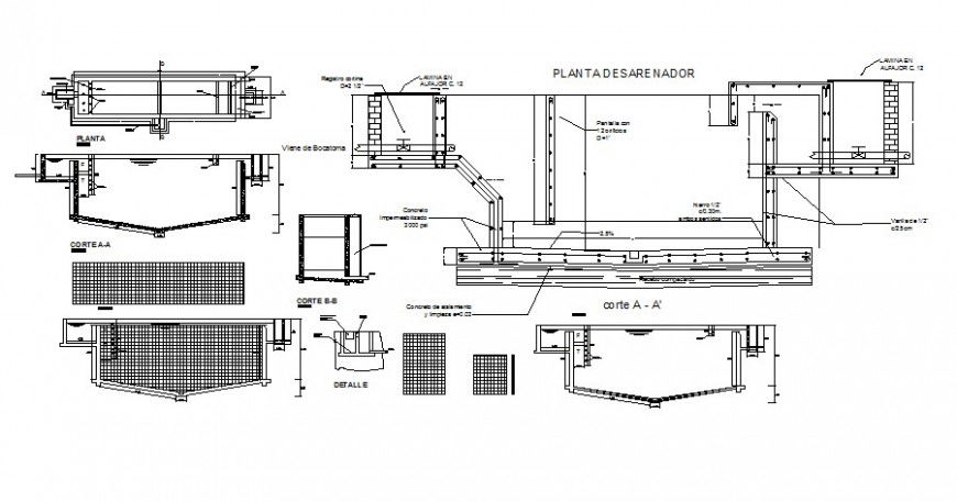 Sedimentation tank drawings details construction units dwg file