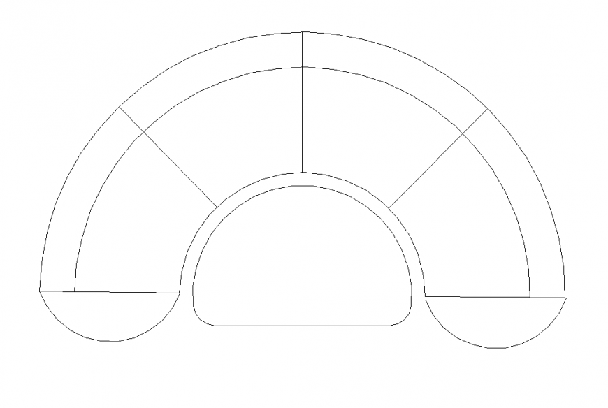 Semi-Circular Sofa CAD Elevation DWG for Furniture Layout