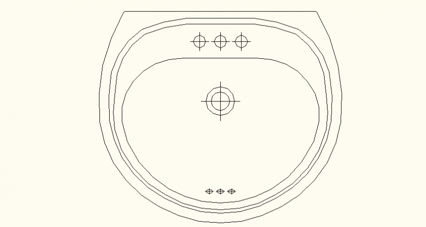 Semi circular shape detail sink elevation and plan autocad file