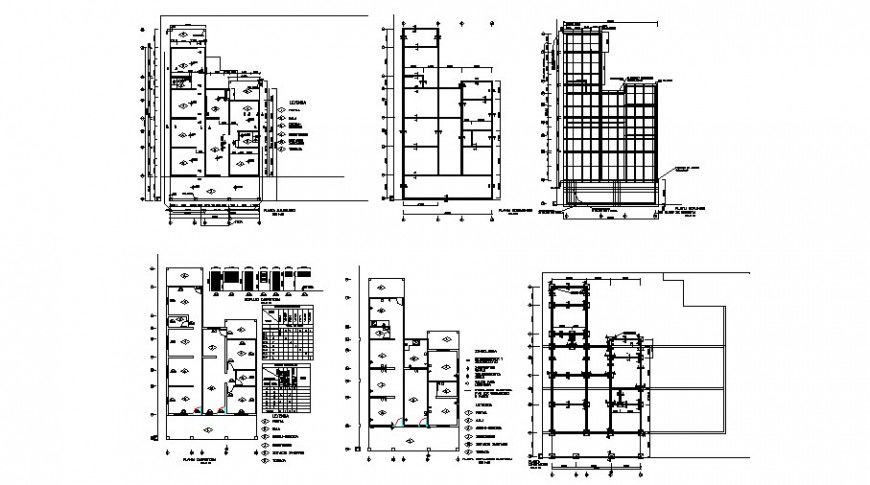 Semi detached house foundation and framing plan details dwg file