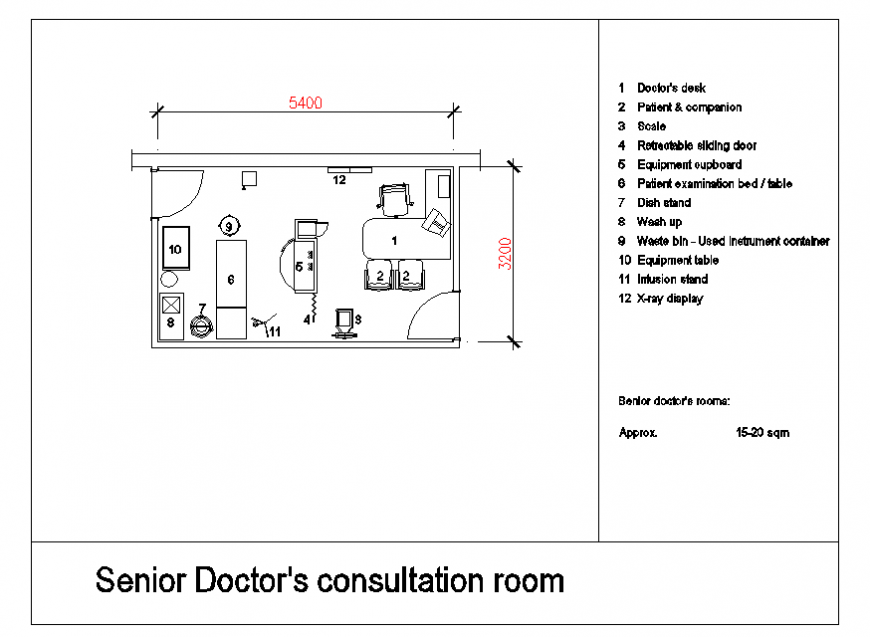 Senior consultant doctor clinic furniture layout details dwg file
