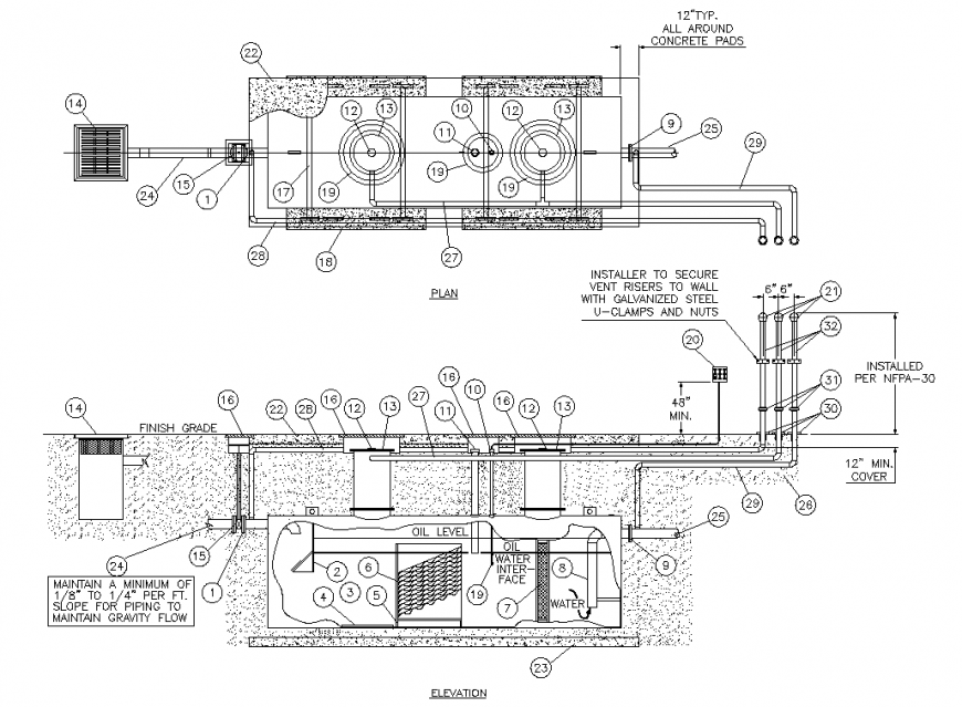 Separator tank drawing in dwg file.