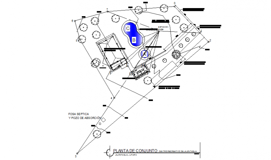 Septic pit and abs well absorption plan layout file
