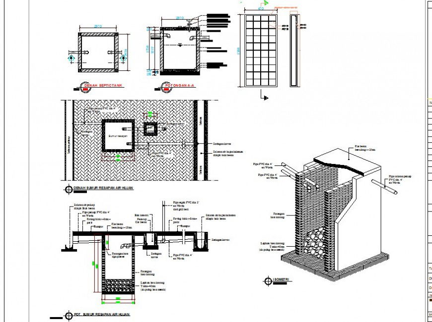 Septic tank detail drawing in dwg AutoCAD file.