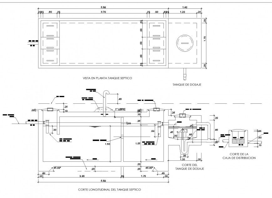 Septic tank plan and section layout file