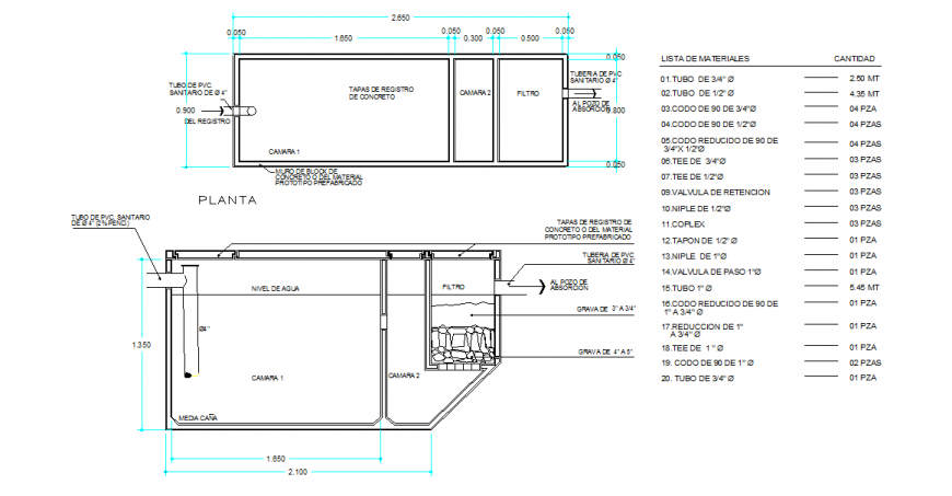 Septic Tank plant detail of Autocad file