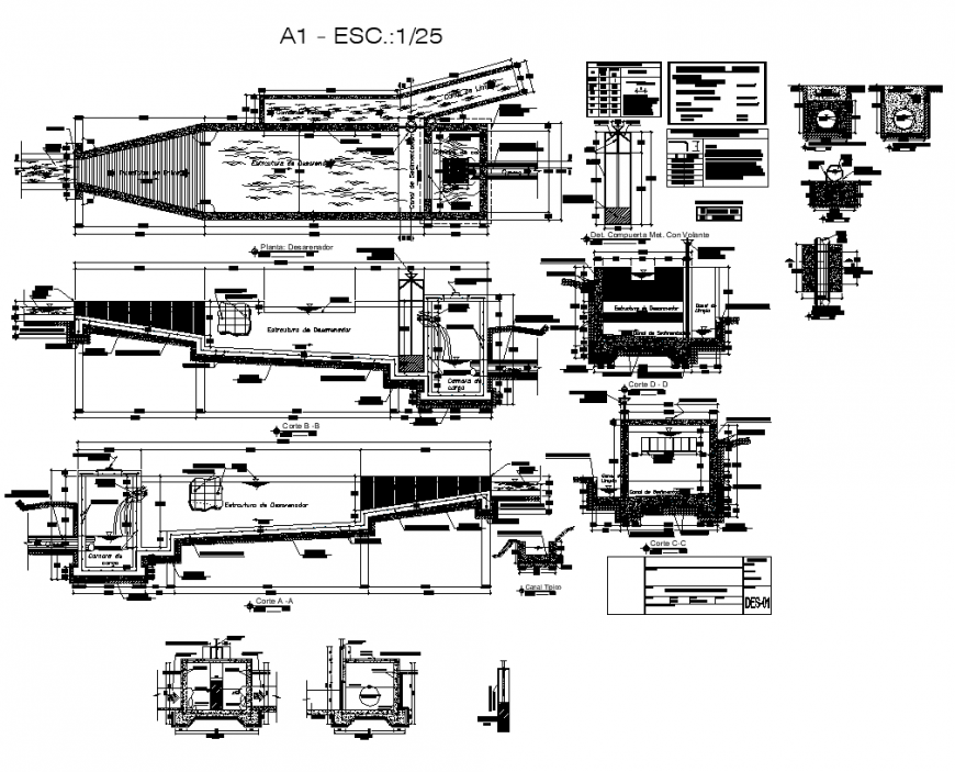 Septic water tank detail 2d view layout elevation and section dwg file