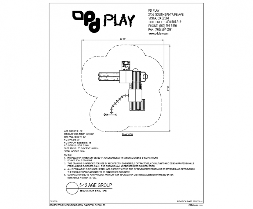 Sequcia park plan view and landscaping details dwg file