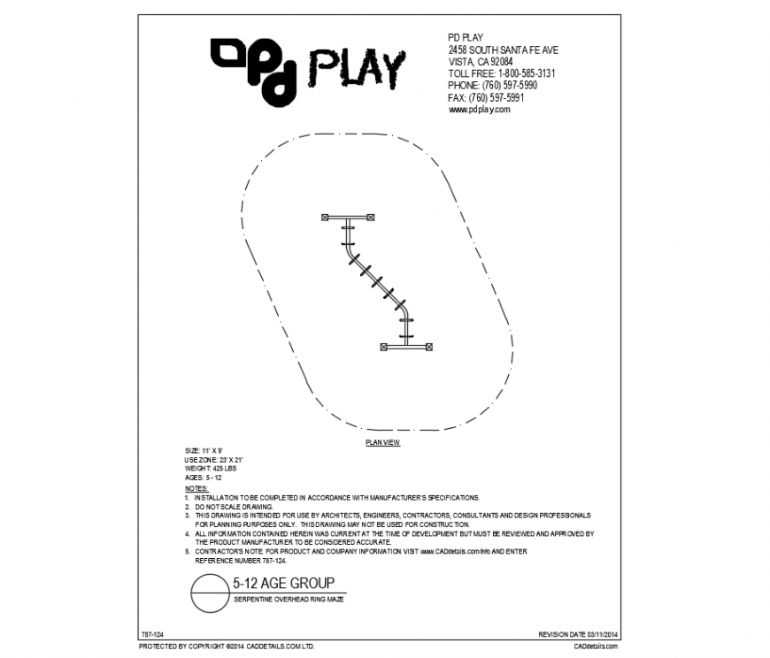 Serpentine overhead ring maze kids play equipment of garden dwg file