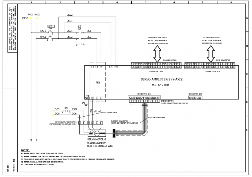 servo amplifier Piping detail in DWG file