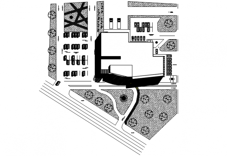 Set plan with parking of hospital in AutoCAD