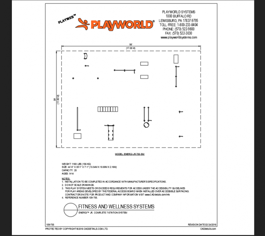 Seven station system details of play area play equipment of theme park dwg file