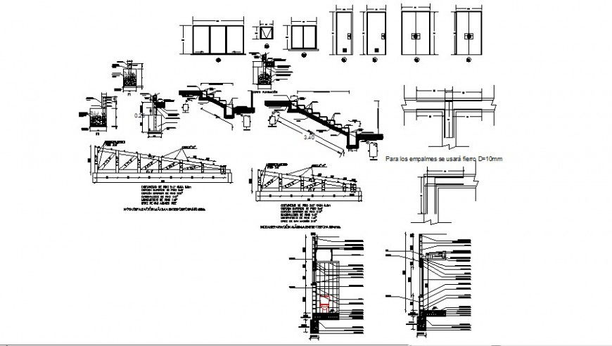 Several construction details of social head quarter houses dwg file